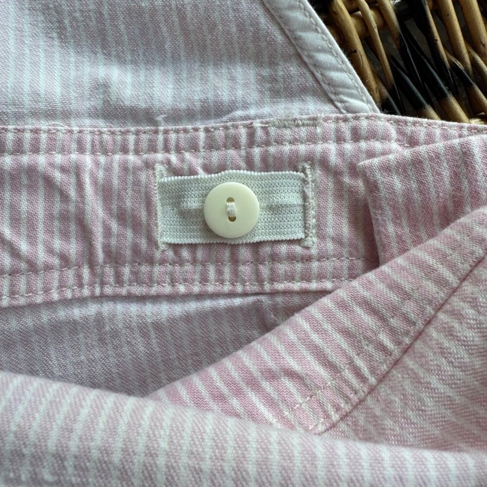 BONPOINT Pale Pink Stripe Overalls Girls 8 Stretch Cotton Bib Dungarees Classic - Picture 6 of 9